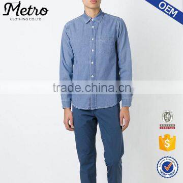 Custom made slim fit blue denim shirts for man