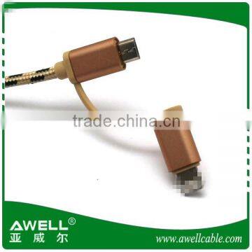 2016 New High Quality Fabric Braided Mobile Phone Usb Charger 2 in 1 Usb Splitter Cable photo-5
