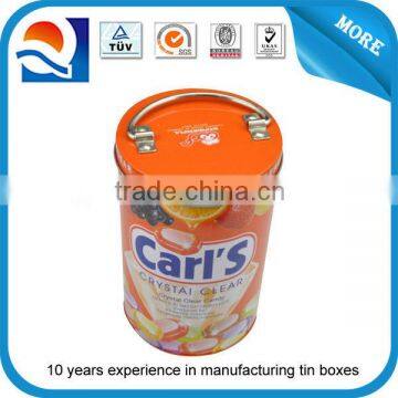 Eco-friendly round washing powder tin bucket with handle tin bucket wholesale