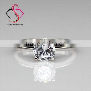 Round Brilliant Cut Moissanite Solitaire 4 Prong 1 Carat 6.5mm Center 14k White Yellow Gold Diamond Engagement Ring