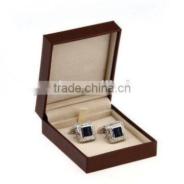 T1161 Factory Manufacturer Leather Surface Plastic Jewelry Gift Box for Cufflink Velvet Insert Cufflink Box