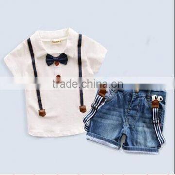 Brand Children Clothing Wholesale T30897 Boys Denim Overalls Sets Kids Suit