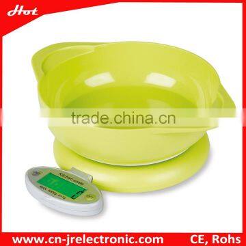 2015 5kg New Cheap ABS Plastic foldable Diet kitchen weighing Scale with bowl for fruits