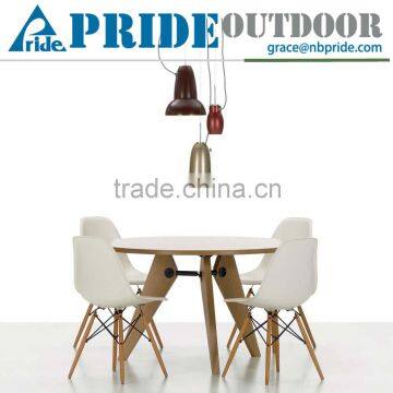 Natural Wood Legs Dining Room Base Chrome Metal Molded Plastic Four Leg Furniture Office Chair                        
                                                Quality Choice