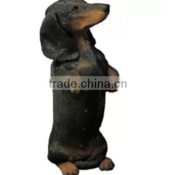 Sandicast Original Size Smooth Black Dachshund Sculpture Sitting Pretty