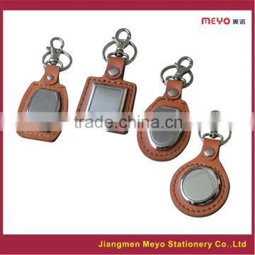 Custom leather metal key ring, wholesale custom leather metal keyring