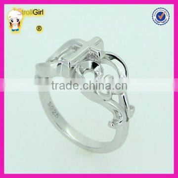 Wholesale silver jewelry new fashion unique design 925 silver White Gold Cross Rings