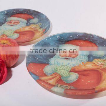 Advertising gift tempered unbreakable circle glass christmas dinner plate