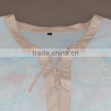 New Style Mix Color Deep Open Neck Thin Women Chiffon Blouses for Fat photo-5