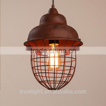 vintage rust pendant light with iron line cage for interior decoration china supplier