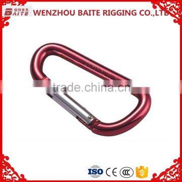 Red Aluminum D Shaped Carabiner Snap Hook Rigging Hardware