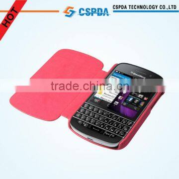 Red Slim Flip PU Leather Case Cover For Blackberry Q10