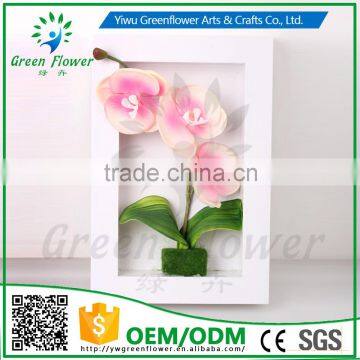 Greenflower 2016 Wholesale 3D Wall Moth orchid Picture frame artificial plants arts and crafts making factory Home decorations