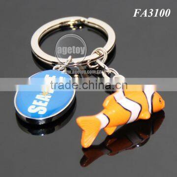 3D Mini Clownfish Shaped Customized Printing Logo Color Painting Metal Fish Keychain