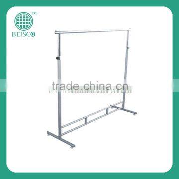 chrome metal hanging clothes display rack with single hanging bar