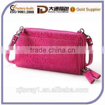 Genuine Crocodile Skin Leather Women Wallet With Crossbody Strap