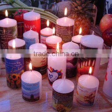 high quality printed pillar candle