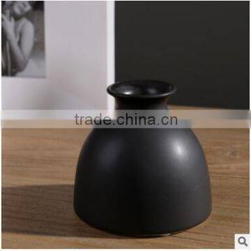 small round vase with hole/black and white ceramic flower pot/matt ceramic vase set