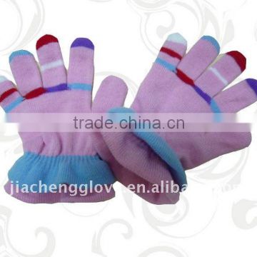 Colorful magic glove, 100% acrylic knitted glove, warm winter glove, Children size