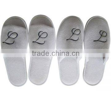 Disposable white terry towel hotel slipper