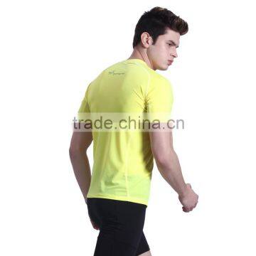 Custom Round Collar Short Sleeve Fluo Yellow Cycling Tshirt
