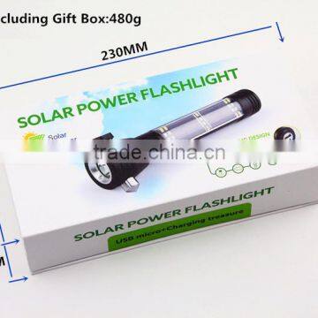 Gift Box-2016 NewTen Functions in One Flashlight,Solar LED Torch With Hammer Campus USB Android Output Car Essential Emmergency photo-5