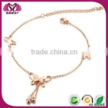 2015 fashion foot jewelry stainless steel gold anklet design for girl