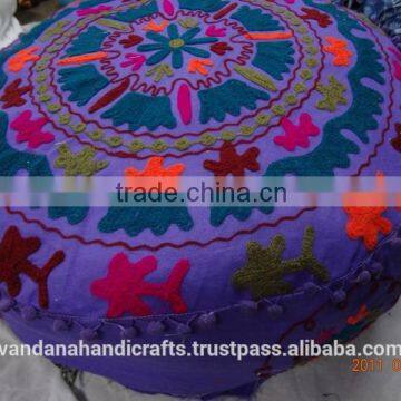 Indian Suzani Embroidered Ottomans Cotton Pouf Covers manufactures