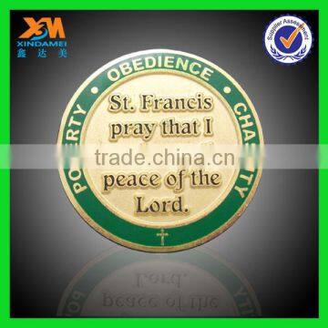 soft enamel christian promotional die casting coin (xdm-c518)