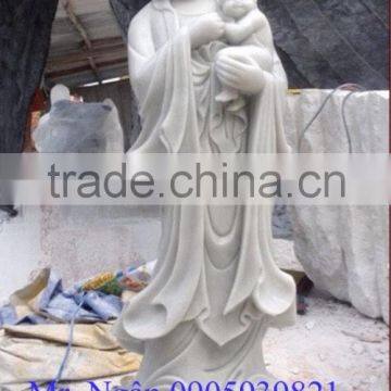 Guanyin Female Buddha Statue White Marble Stone Hand Carving Sculpture For Pagoda, Cave And Temple No 54