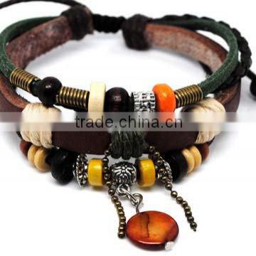 Surfer Hemp Leather Bracelet Wristband Mens Womens Landgent