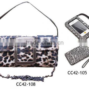 Leopard printed cell phone case , Chain mini shoulder bag woman leopard bag CC42-108