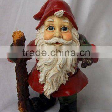 Polyresin Santa Claus with tree stick