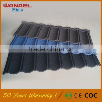 Classical Wanael roof tile factory sell SONCAP/CE approved stone chips coat zinc roof sheet price