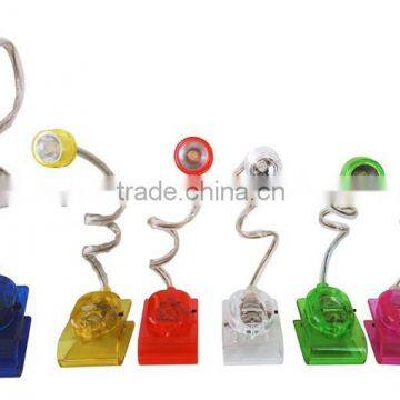 1LED flexible neck book light with clip for kids