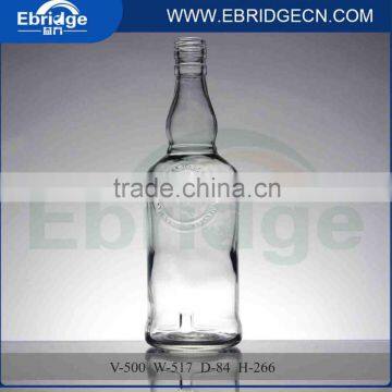 Wholesale 500ml Custom made empty vodka glass bottles