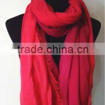 100% Cotton Gradient Color Scarf With Fringe