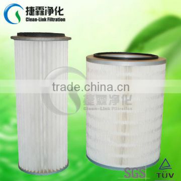 Gas turbine air intake and cellulose paper dust filter cartridge