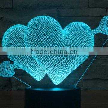266-Romantic Heart Love Shape Led Lamp 3d Optical 3d Sculpture Illusion Art Special Light Desk Led Lamp photo-5