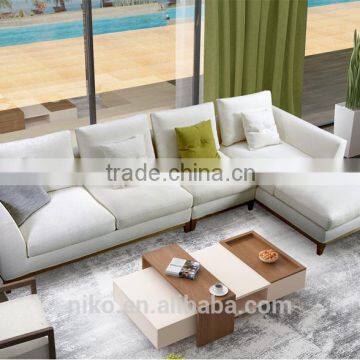 2017 New Collection High Quality Cotton and Line Fabric Solid Wood Construction Sofa Set