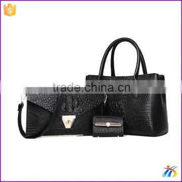 Elegant leather ladies handbags 3pc in 1cheap price women bags online shopping