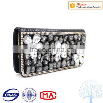 Elegant ladies party wear leather bags with jewerly flower