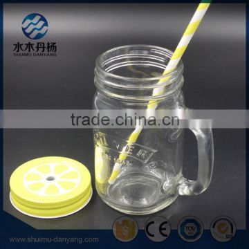 Hot sale 400ml glass drinking bottle with handle