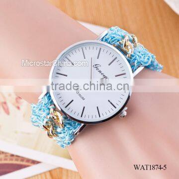 New Classic Geneva Ethnic Braided Analog Nailed Chain Watch