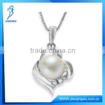 Sterling Silver Necklace, Freshwater Pearl Diamond Knot Pendant