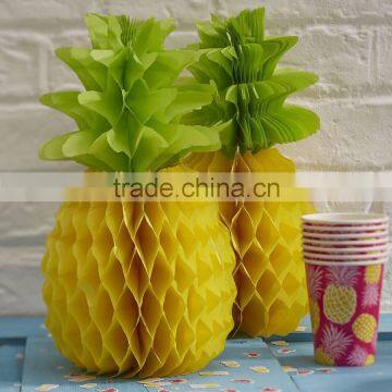 Huge paper Honeycomb Pineapple for Luau Party table Decorations