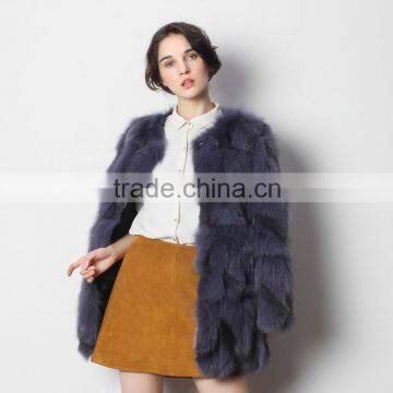 Blue Color Fox Fur Coat for Warm Winter from China Factory