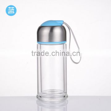 210ml fresh double wall glass water bottle/customer's logo water bottle / Tea bottle/ladies water bottle