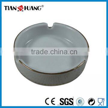 Wholesale With Gold Line Round Ceramic Ashtray