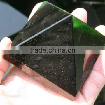 Natural obsidian crystal pyramids